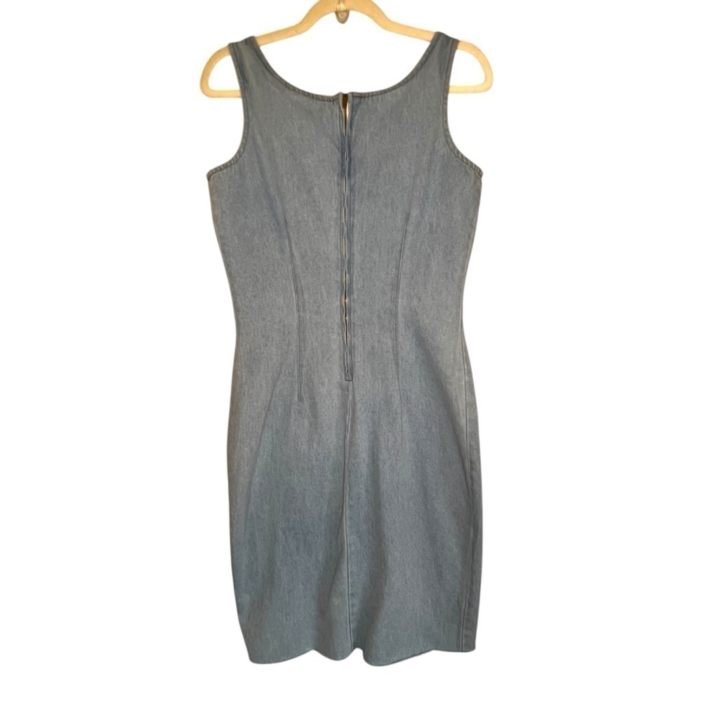 Vintage 80s 100% Cotton Denim Dress Size Medium - Picture 5 of 8